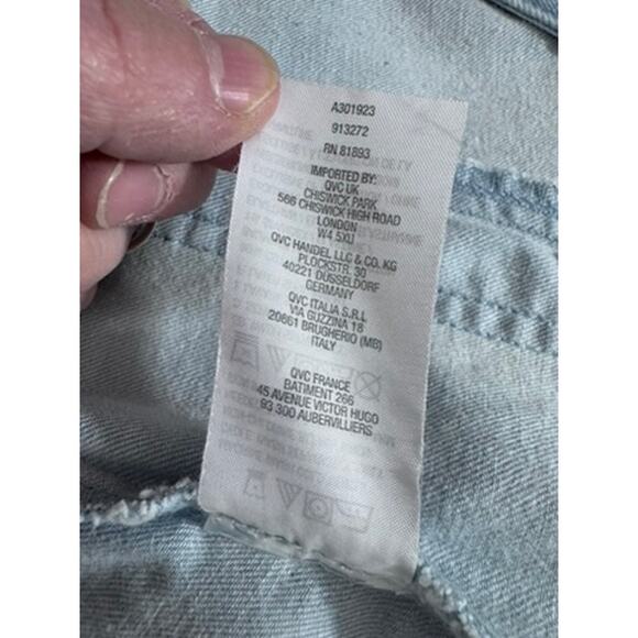 "ISAAC MIZRAHI LIVE" Bleached, Indigo Blue,Jean Jacket,Embroidered, Artsy,Whimsy - Picture 6 of 11